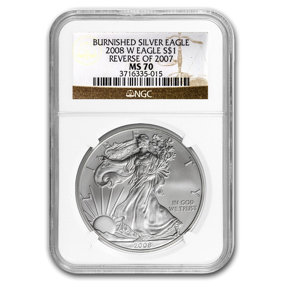 2008-W Burnished American Silver Eagle MS-70 NGC (Rev '07)