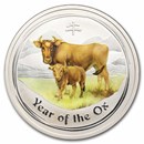 2009 Australia 2 oz Silver Colorized Year of the Ox BU (No Cap)