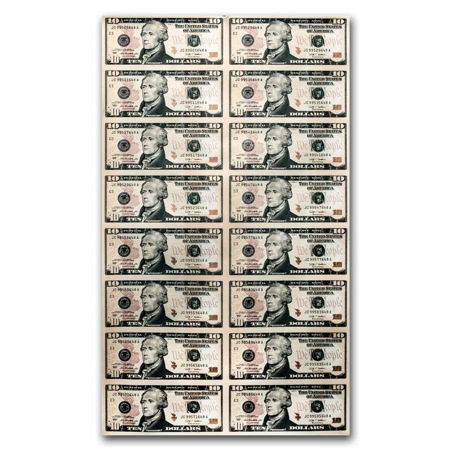 2009 (C-Philadelphia) $10 FRN CU (Fr#2041-C) 16 Note Uncut Sheet