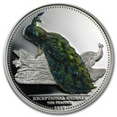 2009 Palau Silver $5 Exceptional Animals Peacock