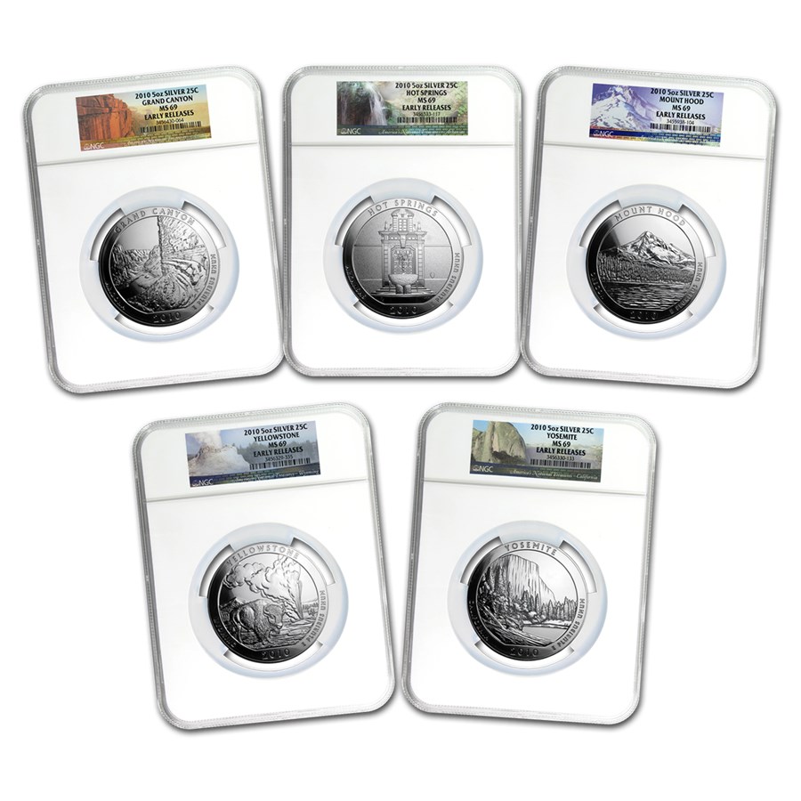 Buy 2010 5-Coin 5 oz Silver ATB Set MS-69 NGC (Early Release) | APMEX