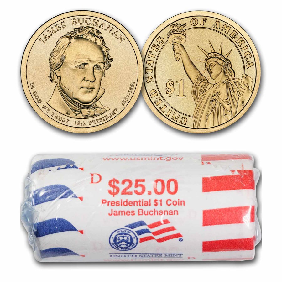 2010-D James Buchanan 25-Coin Presidential Dollar Roll BU