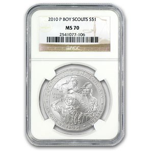 2010-P Boy Scouts Centennial $1 Silver Commem MS-70 NGC