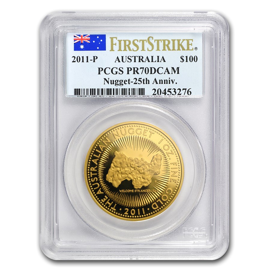Buy 2011 Australia 1 oz Gold Nugget PR-70 PCGS (FS, 25th Anniv) | APMEX