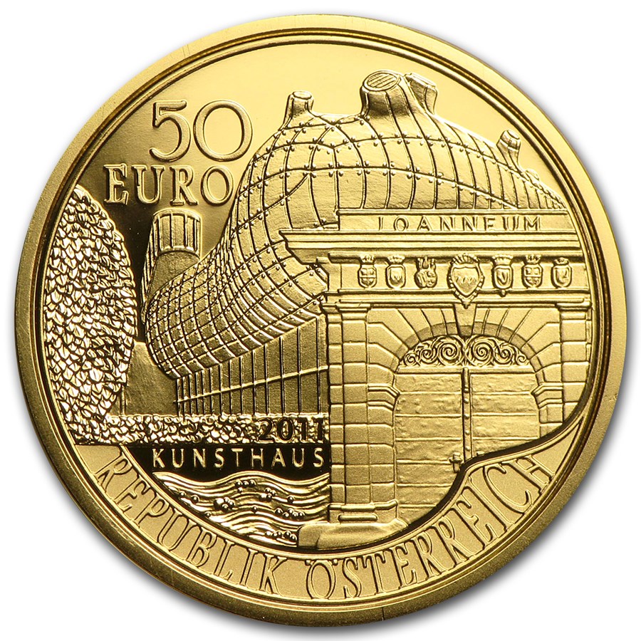 2011 Austria Gold 50 Euro Bicentenary of Joanneum at Graz Proof