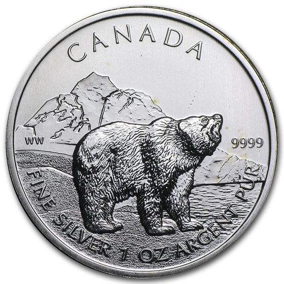 2011 1 oz Silver Canadian Grizzly Abrasions Spotted 