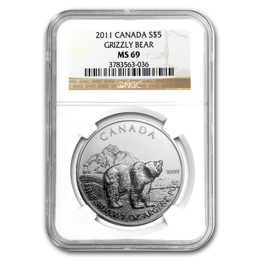 Buy 2011 Canada 1 oz Silver Wildlife Series Grizzly MS-69 NGC | APMEX