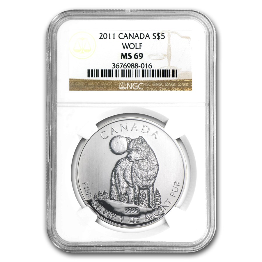 Buy 2011 Canada 1 oz Silver Wildlife Series Wolf MS-69 NGC | APMEX