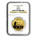 2011 China 1 oz Gold Panda MS-70 NGC