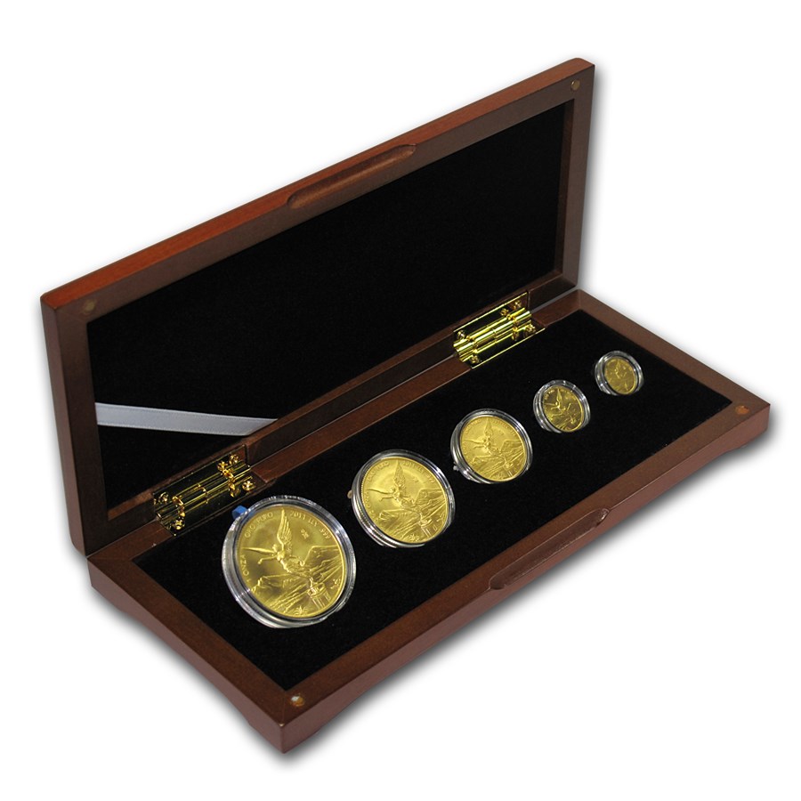 Buy 2011 Mexico 5-Coin Gold Libertad Set BU (1.9 oz, Wood Box) | APMEX