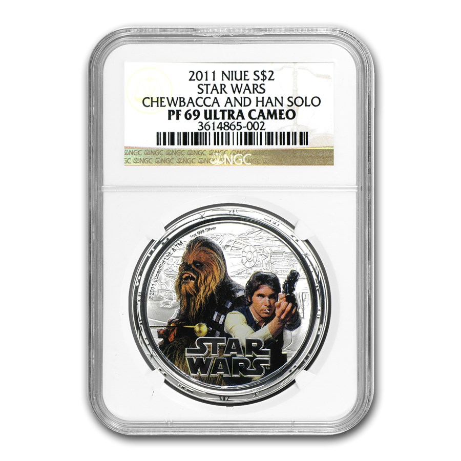 Buy 2011 Niue 1 oz Silver $2 Star Wars Chewbacca/Han Solo PF-69 NGC | APMEX