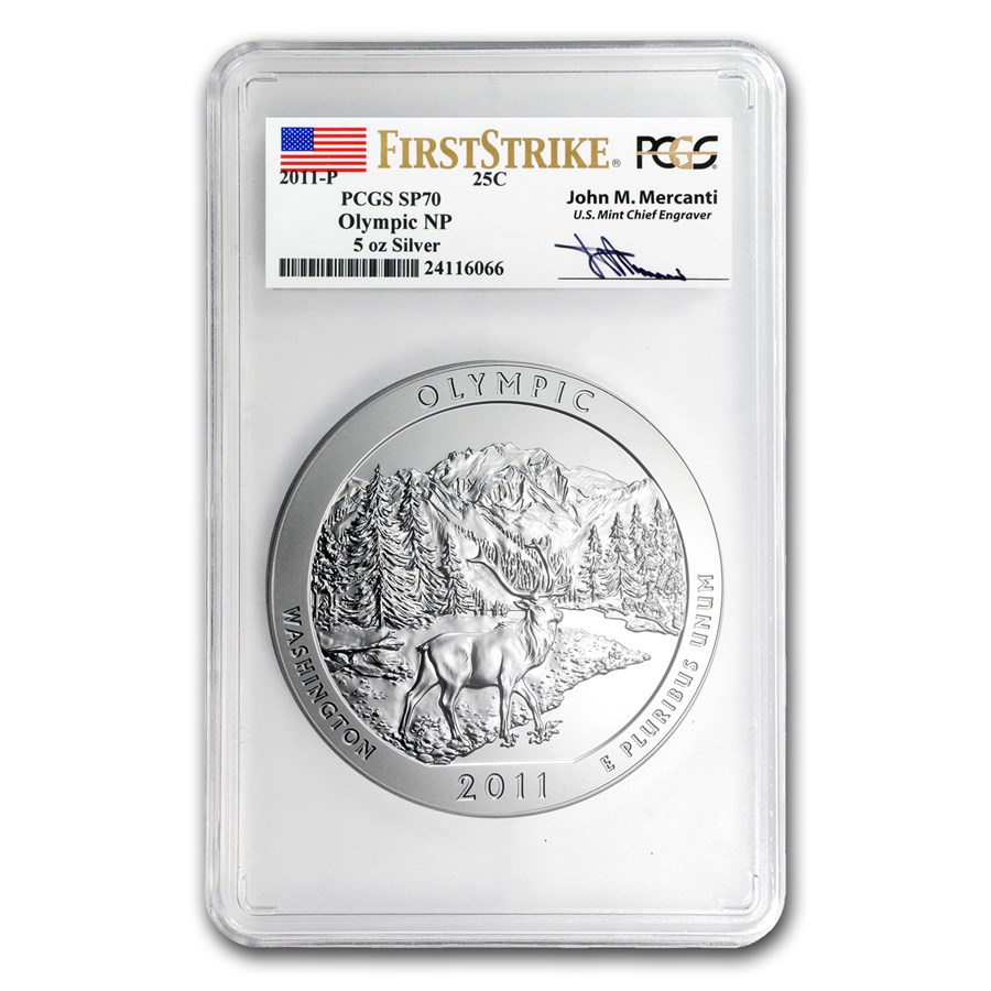 Buy 2011-P 5 oz Silver ATB Olympic SP-70 PCGS (FS, Mercanti Label) | APMEX