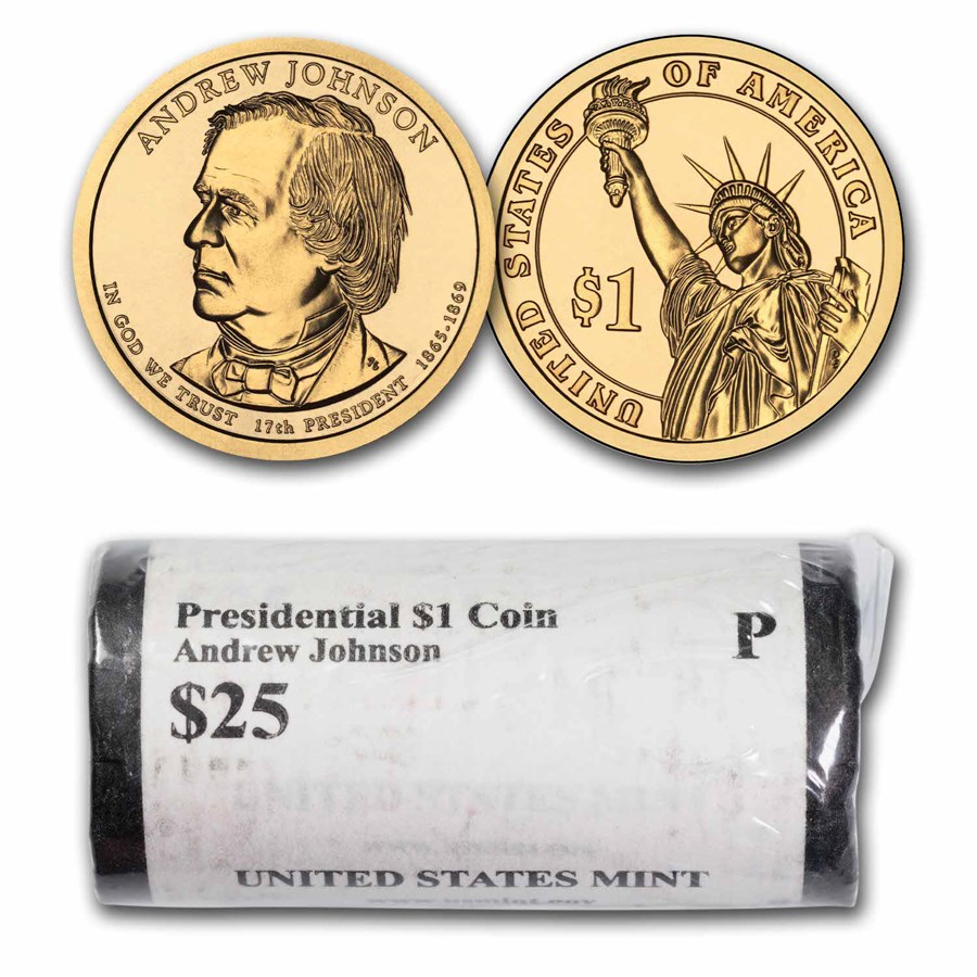 Buy 2011 P Andrew Johnson 25 Coin Presidential Dollar Roll BU APMEX