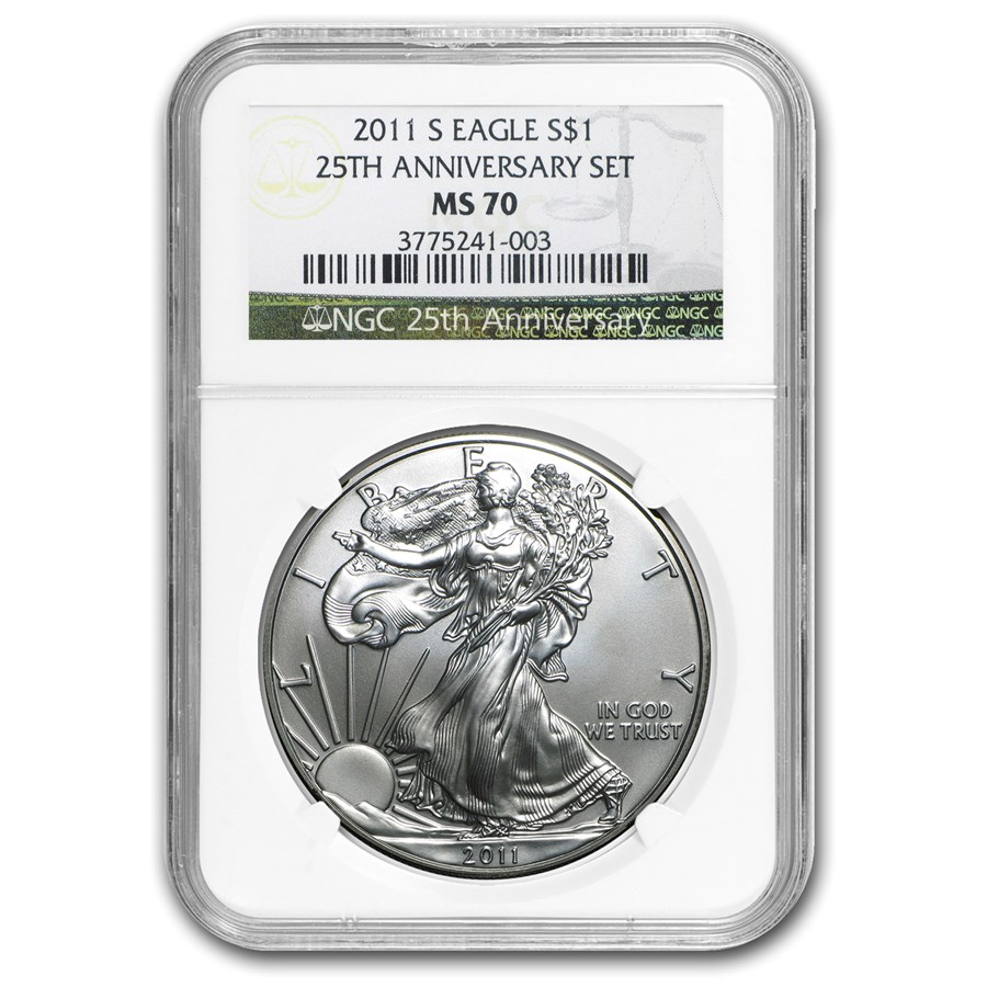 2011-S American Silver Eagle MS-70 NGC (25th Anniv)