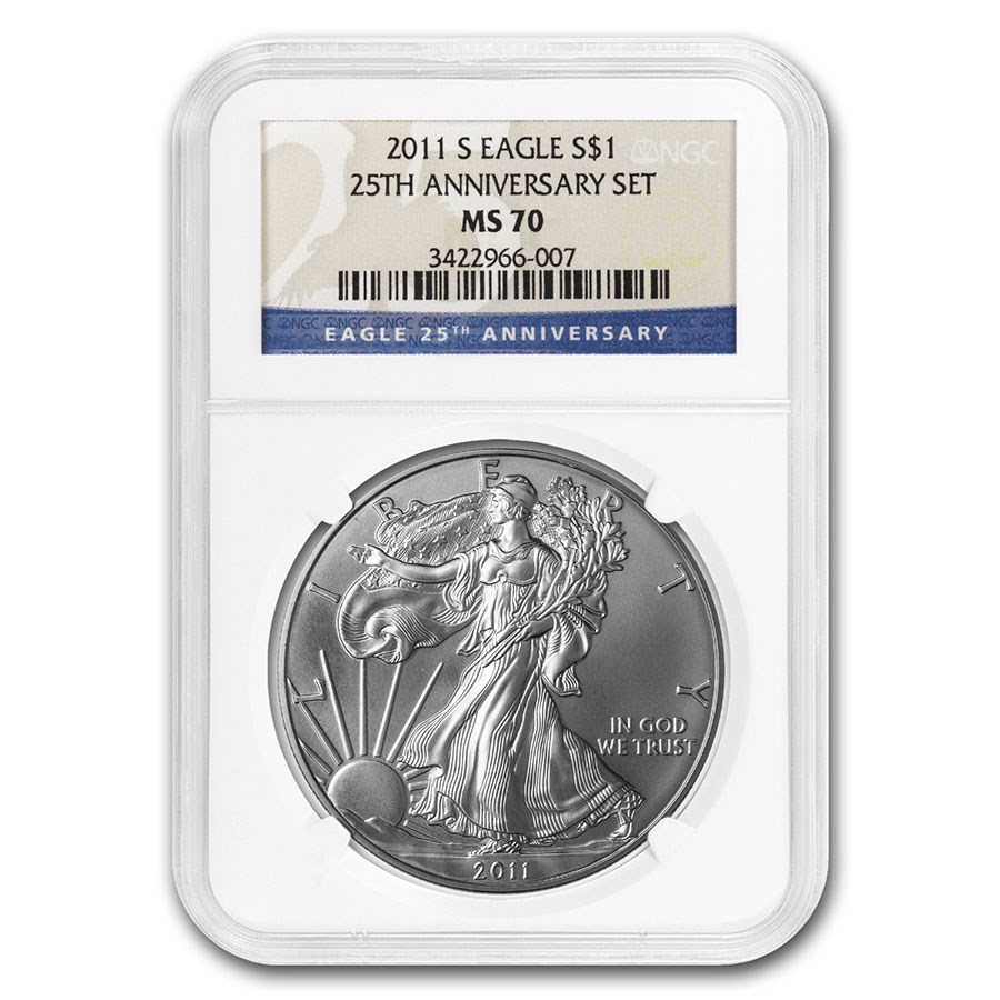 2011-S American Silver Eagle MS-70 NGC (25th Anniv)