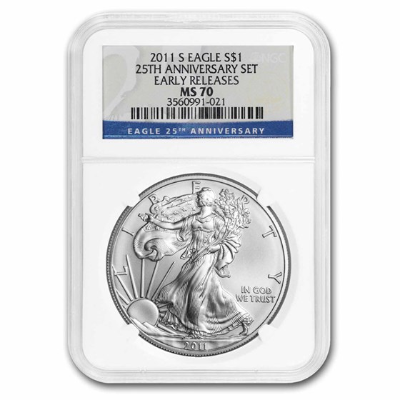 Buy 2011-S American Silver Eagle MS-70 NGC (ER, 25th Anniv) | APMEX