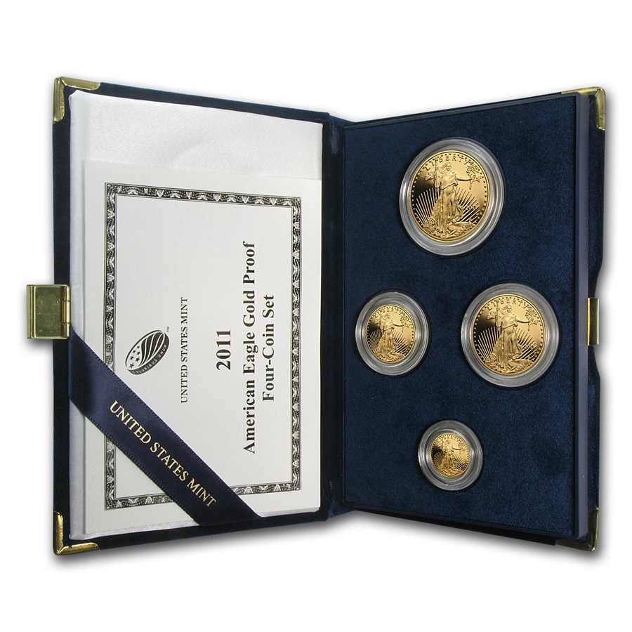 2011-W 4-Coin Proof American Gold Eagle Set (w/Box & COA)