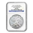 2011-W Burnished Silver Eagle MS-70 NGC (ER, 25th Anniv)