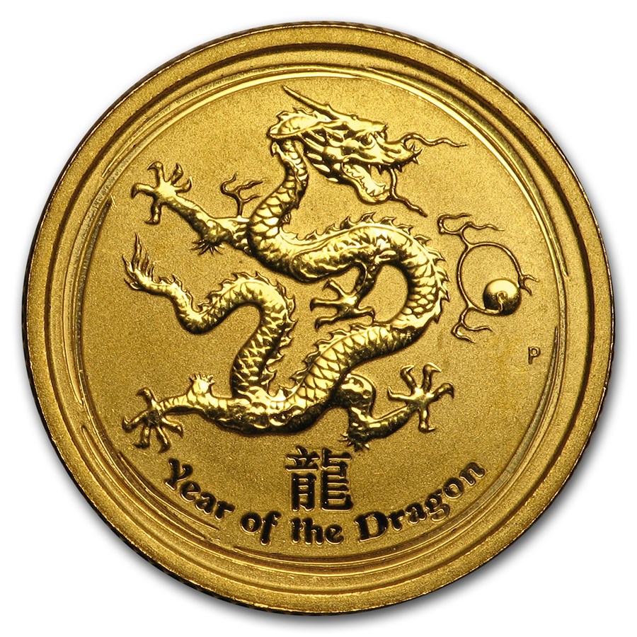 Buy 2012 1/10 oz Gold Lunar Year of the Dragon Series II (Abrasions ...