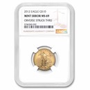 2012 1/4 oz American Gold Eagle MS-69 NGC (Error, Struck Thru)