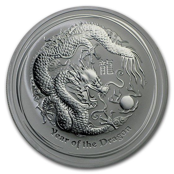 Buy 2012 2 oz Silver Lunar Year of the Dragon SII (Light Abrasions) | APMEX