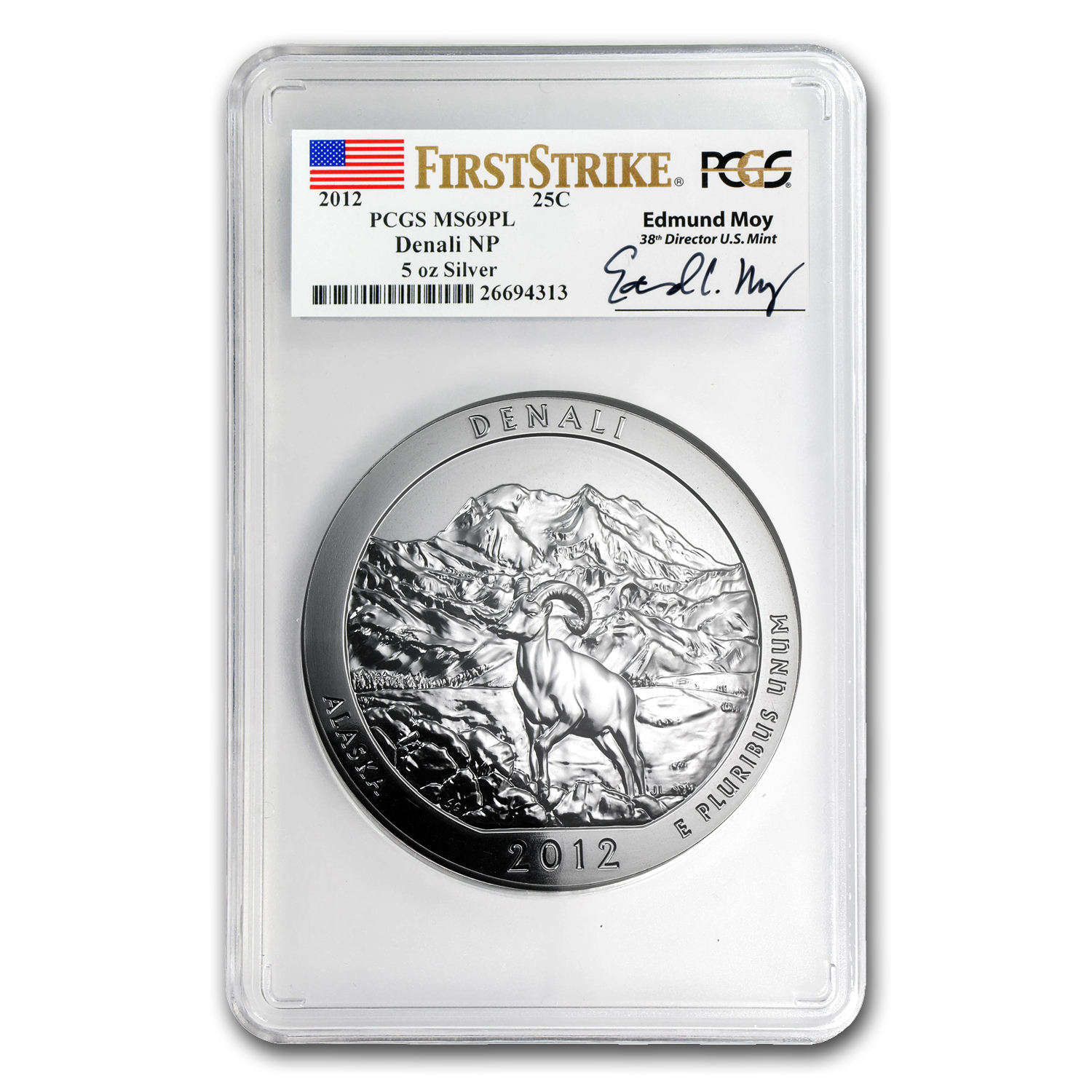 Buy 2012 5 Oz Silver ATB Denali MS-69 PL PCGS (FS, Edmund Moy) | APMEX