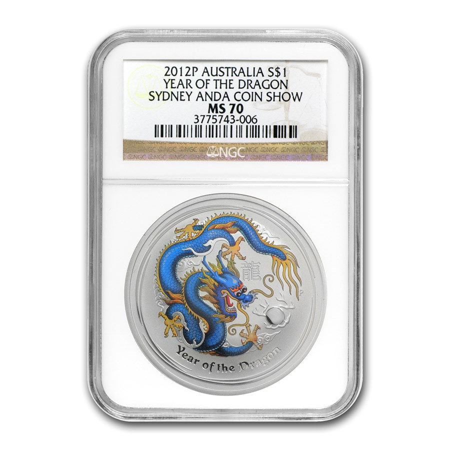 Buy 2012 Australia 1 oz Silver Blue Dragon MS-70 NGC (ANDA, Sydney) | APMEX