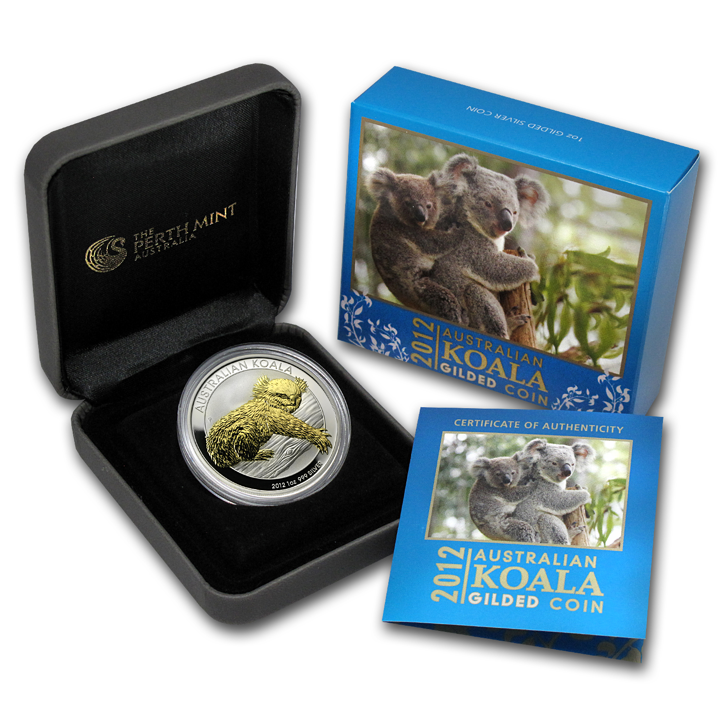 Buy 2012 Australia 1 oz Silver Koala BU (Gilded, w/Box & COA) | APMEX