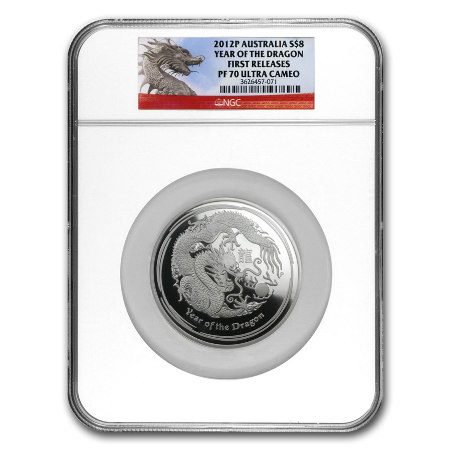 2012 Australia 5 oz Silver Year of the Dragon PF-70 NGC