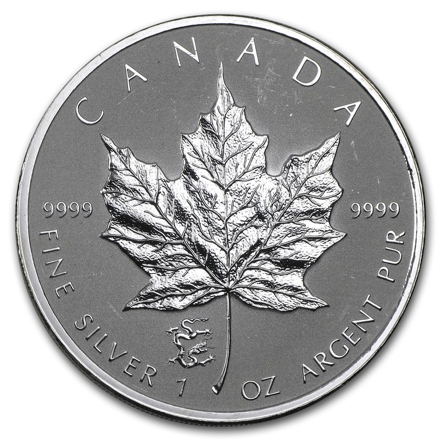 2012 Canada 1 oz Silver Maple Leaf Lunar Dragon Privy