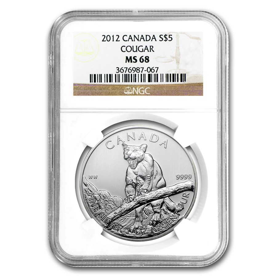 Buy 2012 Canada 1 oz Silver Wildlife Series Cougar MS-68 NGC | APMEX