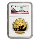 2012 China 1 oz Gold Panda MS-69 NGC