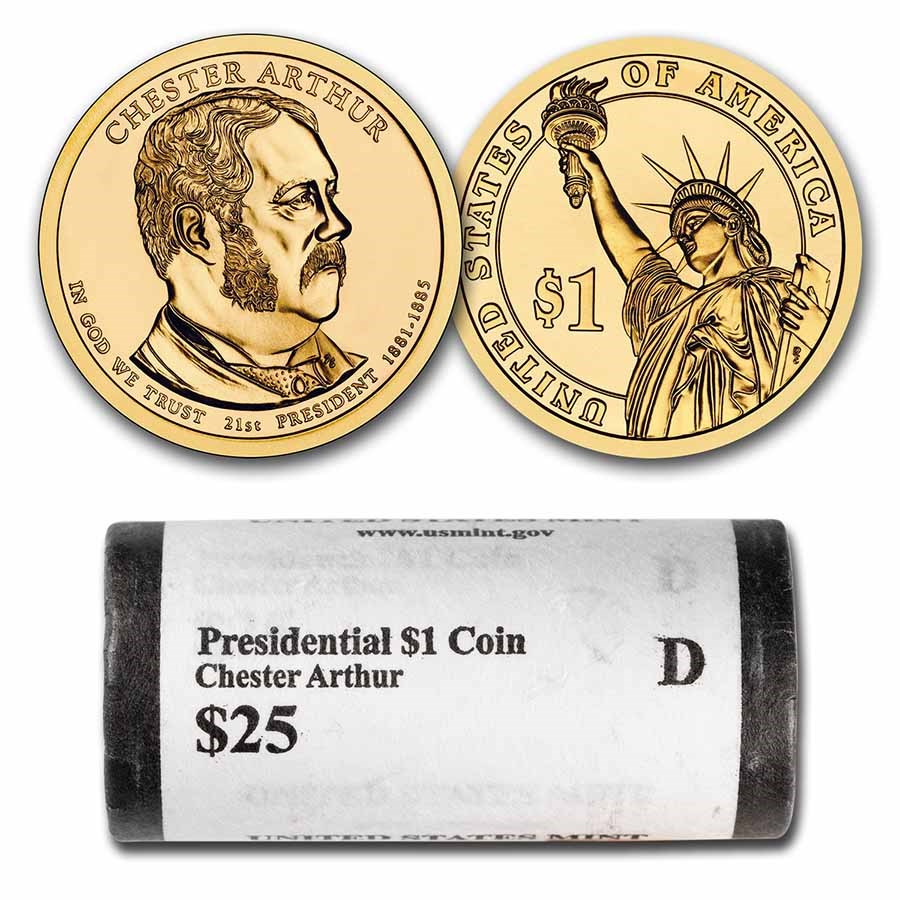 Buy 2012-D Chester Arthur 25-Coin Presidential Dollar Roll BU | APMEX