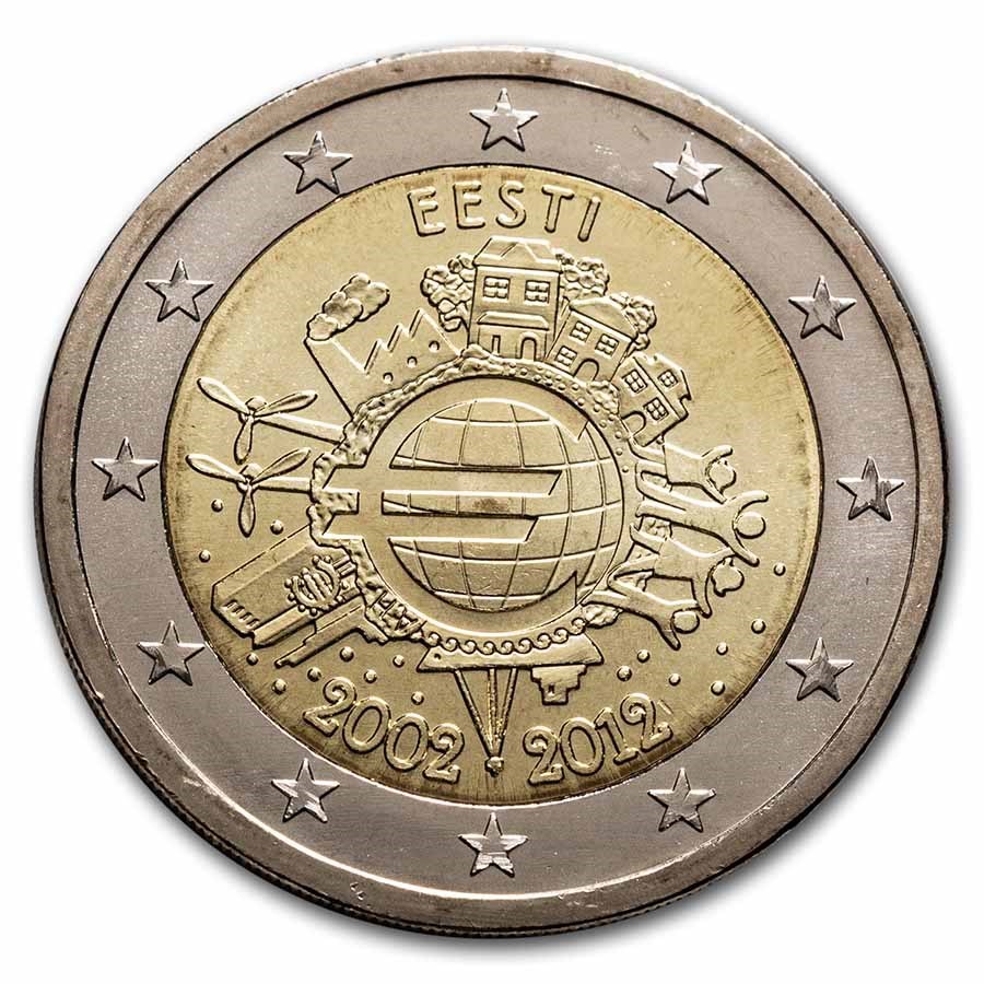 2012 Estonia 2 Euro 10 Years of the Euro BU