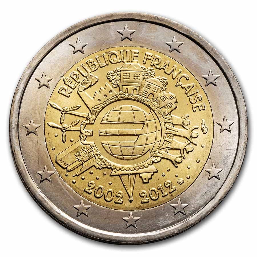 2012 France 2 Euro 10 Years of the Euro BU