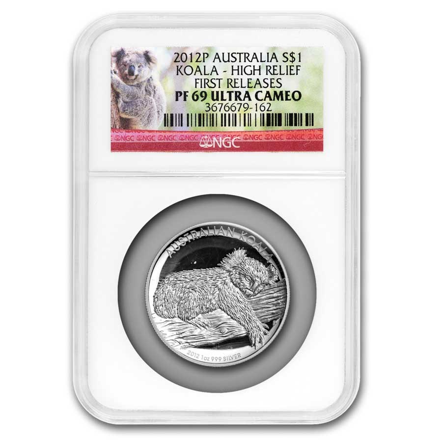 2012-P Australia 1 oz Silver Koala PF-69 NGC UC (High Relief)