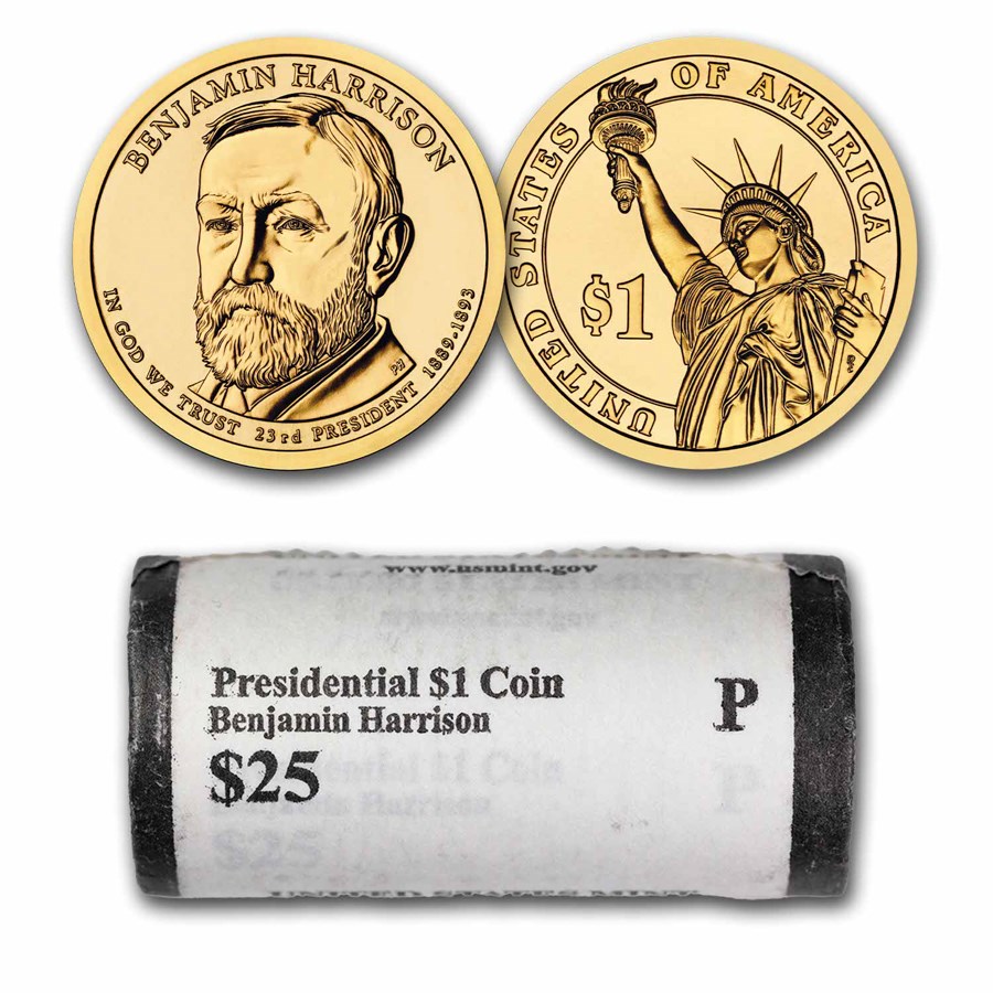 2012-P Benjamin Harrison 25-Coin Presidential Dollar Roll