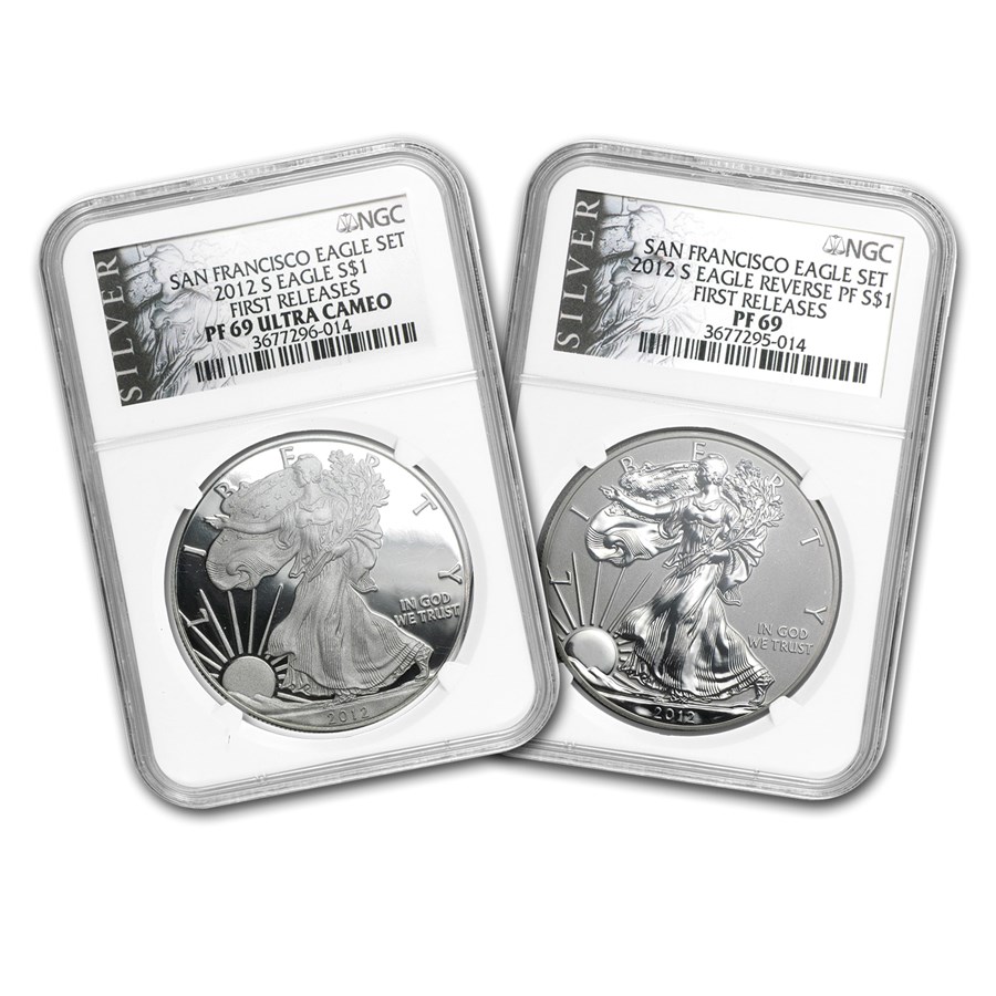 2012-S 2-Coin Proof Silver Eagle Set PF-69 NGC (FR)