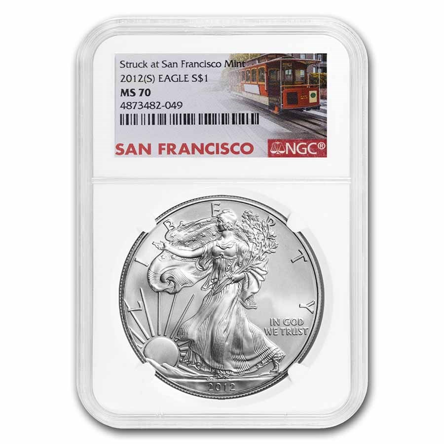 2012 (S) American Silver Eagle MS-70 NGC (Trolley Label)