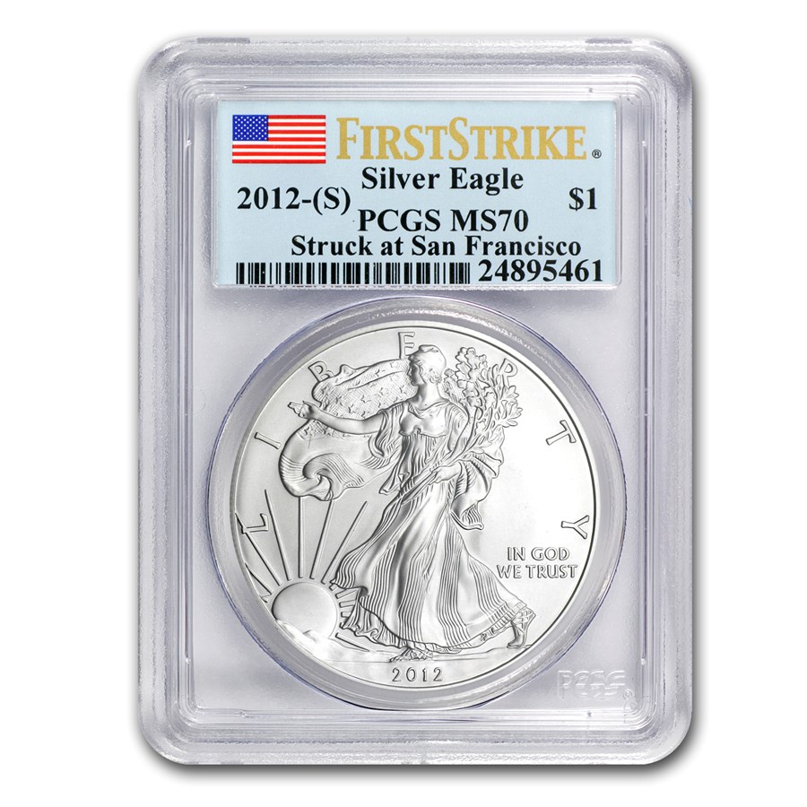 2012 (S) Silver American Eagle MS70 PCGS (First Strike) Silver