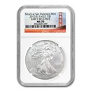 2012 (S) Silver Eagle MS-70 NGC (ER, Golden Gate Bridge)