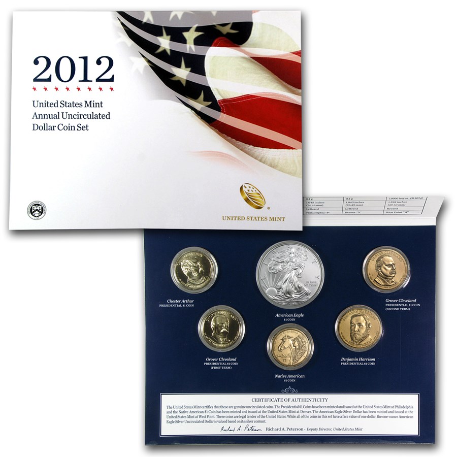 2012-W 6-Coin U.S. Mint Annual Uncirculated Dollar Set