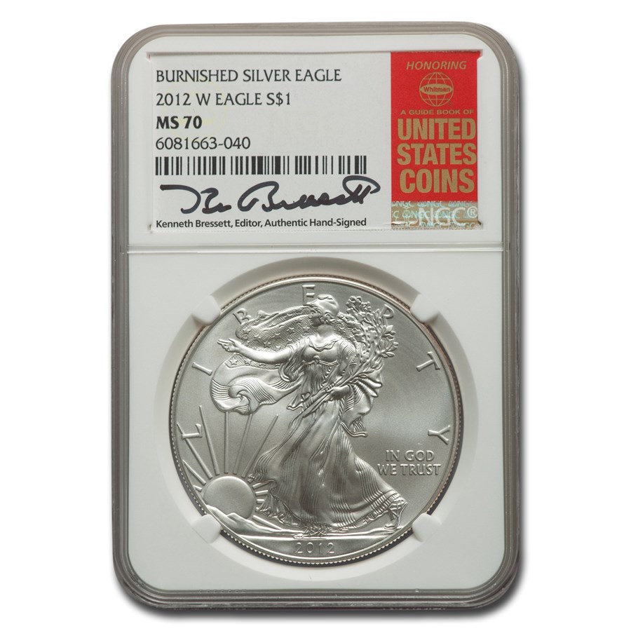 Buy 2012-W Burnished American Silver Eagle MS-70 NGC (Bressett) | APMEX