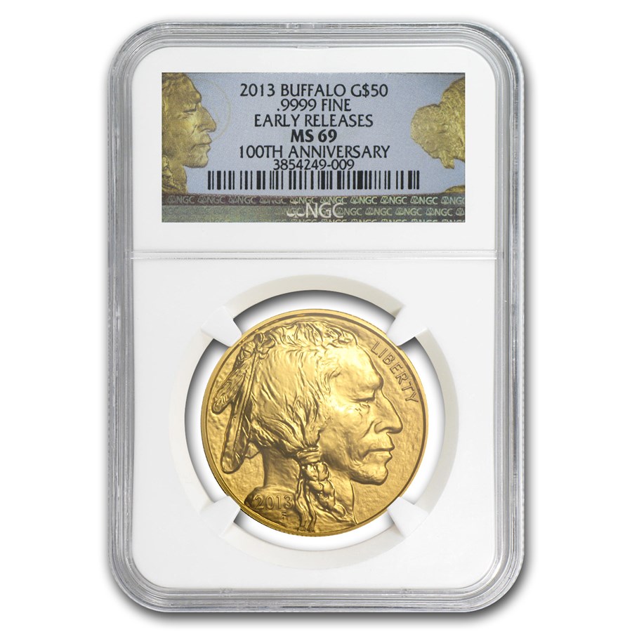 2013 1 oz Gold Buffalo MS-69 NGC (ER, 100th Anniv Label)