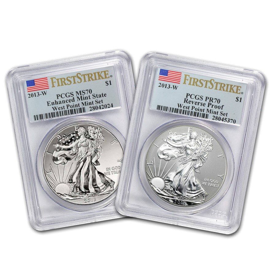 Buy 2013 2-Coin Silver Eagle Set MS/PR-70 PCGS (FS, West Point) | APMEX