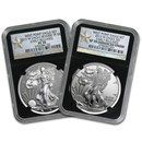 2013 2-Coin Silver Eagle Set SP/PR-70 NGC (ER, West Point, Blk)