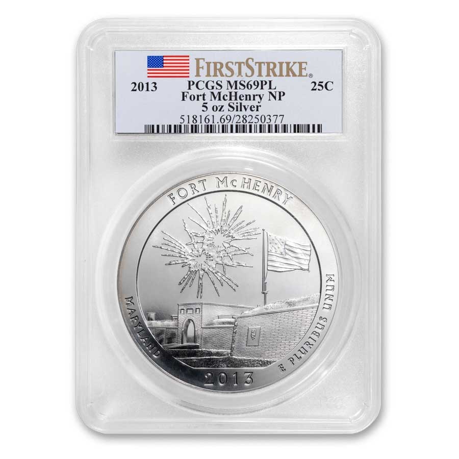 2013 5 oz Silver ATB Fort McHenry MS-69 PL PCGS (FirstStrike®)