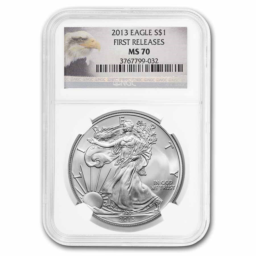 2013 American Silver Eagle MS-70 NGC (FR, Eagle Label)