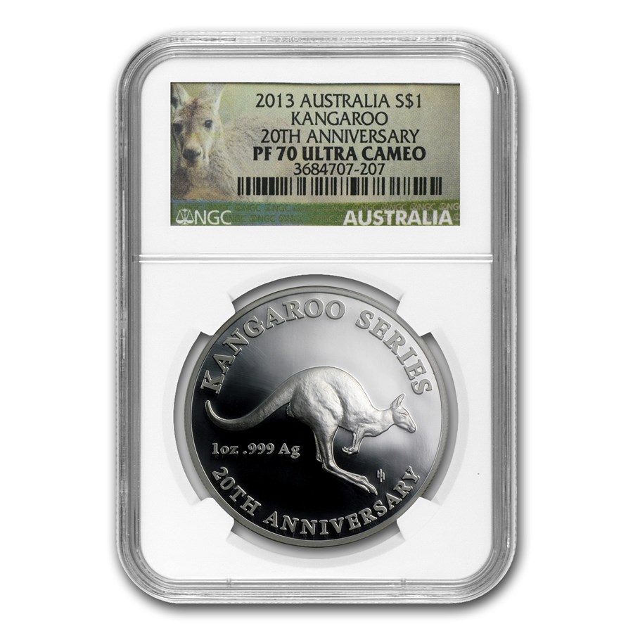 2013 Australia 1 oz Silver Kangaroo 20th Anniversary PF-70 NGC