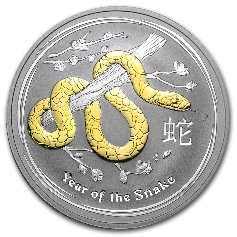 Buy 2013 Australia 1 oz Silver Year of the Snake BU (Gilded) | APMEX